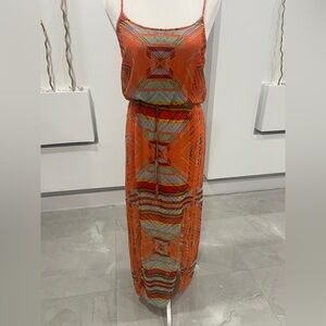 Deb Vibrant Orange Patterned Maxi Dress